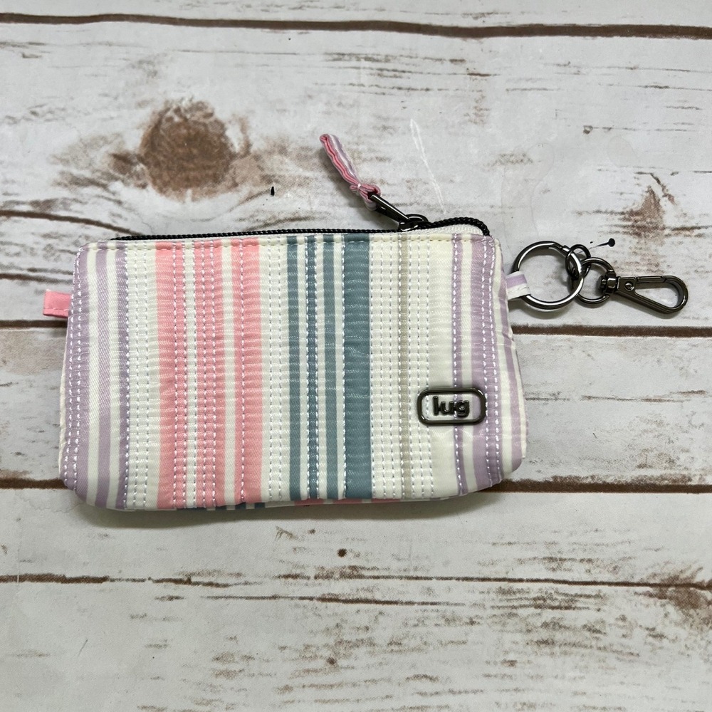 Lug NWOT Metro XL ID Pouch Multi Striped Pastel Pink Purple Teal Small Wallet OS